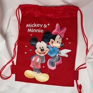 Disney Mickey & Minnie‎ Drawstring Bag Backpack Cinch Sack Red